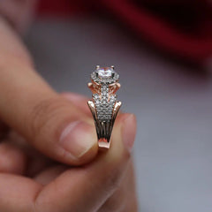 Stylish Two-Tone Zirconia Inlaid Ring