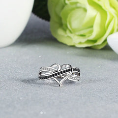 Heart-Shaped Zirconia Silver-Plated Two-Tone Ring