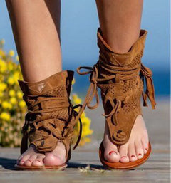 Comfortable Flat Frosted Fringe Sandals