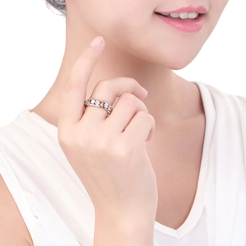 Zircon Engagement Jewelry - Women's Two-Tone Ring