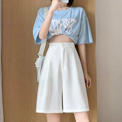 Women's High Waist Loose Casual Wide Leg Shorts