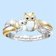 Owl-Shaped Two-Tone Ring for Women's Fashion