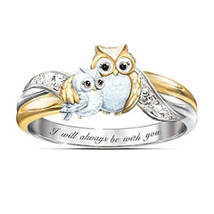 Owl-Shaped Two-Tone Ring for Women's Fashion