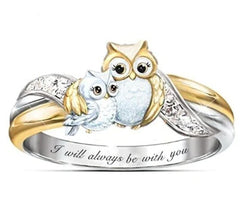 Owl-Shaped Two-Tone Ring for Women's Fashion
