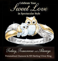 Owl-Shaped Two-Tone Ring for Women's Fashion