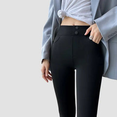 Double Buckle Shark Black Leggings for Autumn & Winter