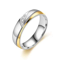 Diamond Encrusted Stainless Steel Couple Rings Set