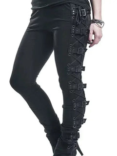 Gothic Punk Lace-up High Waist Leggings for Fall/Winter