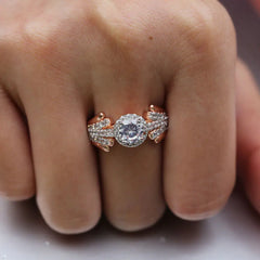Stylish Two-Tone Zirconia Inlaid Ring