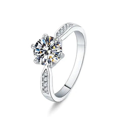 One Carat Six-Claw Diamond Ring with Zircon Accents