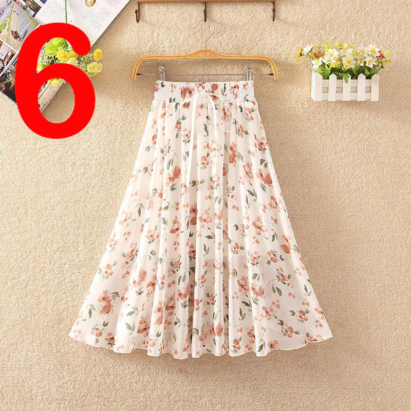 Summer Women's Lightweight Printed Chiffon Skirt