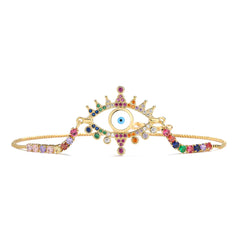 Copper Plated Gold Mixed Color Zircon Bracelet for Women