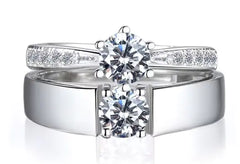 One Carat Six-Claw Diamond Ring with Zircon Accents