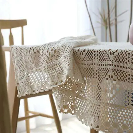 Retro Cotton Thread Crocheted Tablecloth for Tea Table