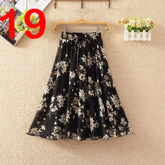 Summer Women's Lightweight Printed Chiffon Skirt