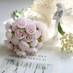 27-Piece Faux Tea Rose Bouquet for Decor and Photography
