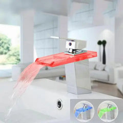 "All-Copper Single Hole Basin Faucet Waterfall Design"