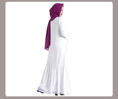 D227 Chiffon Ruffle Long Sleeve Muslim Dress