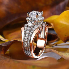 Stylish Two-Tone Zirconia Inlaid Ring
