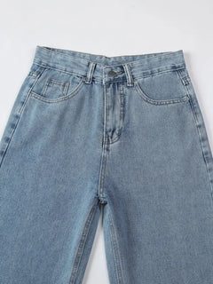 Light Blue High Waist Wide Leg Denim Jeans for Women