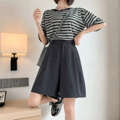 Women's High Waist Loose Casual Wide Leg Shorts