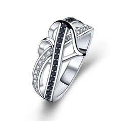 Heart-Shaped Zirconia Silver-Plated Two-Tone Ring