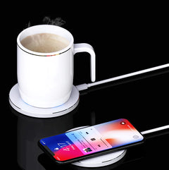 Luxury Wireless Charging Heated Coffee Mug with Gold Trim
