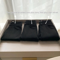 Double Buckle Shark Black Leggings for Autumn & Winter