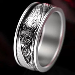 Vintage Punk Wolf Head Ring