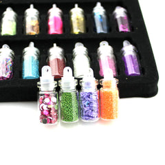 48-in-1 Nail Art Accessories Set with Glitter Powder