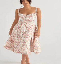 Parisian Dress - Waist Shaping Floral Maxi Dress (One Piece)
