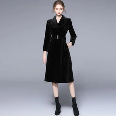 Medium Long Blue Plaid Coat for Women