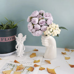 27-Piece Faux Tea Rose Bouquet for Decor and Photography